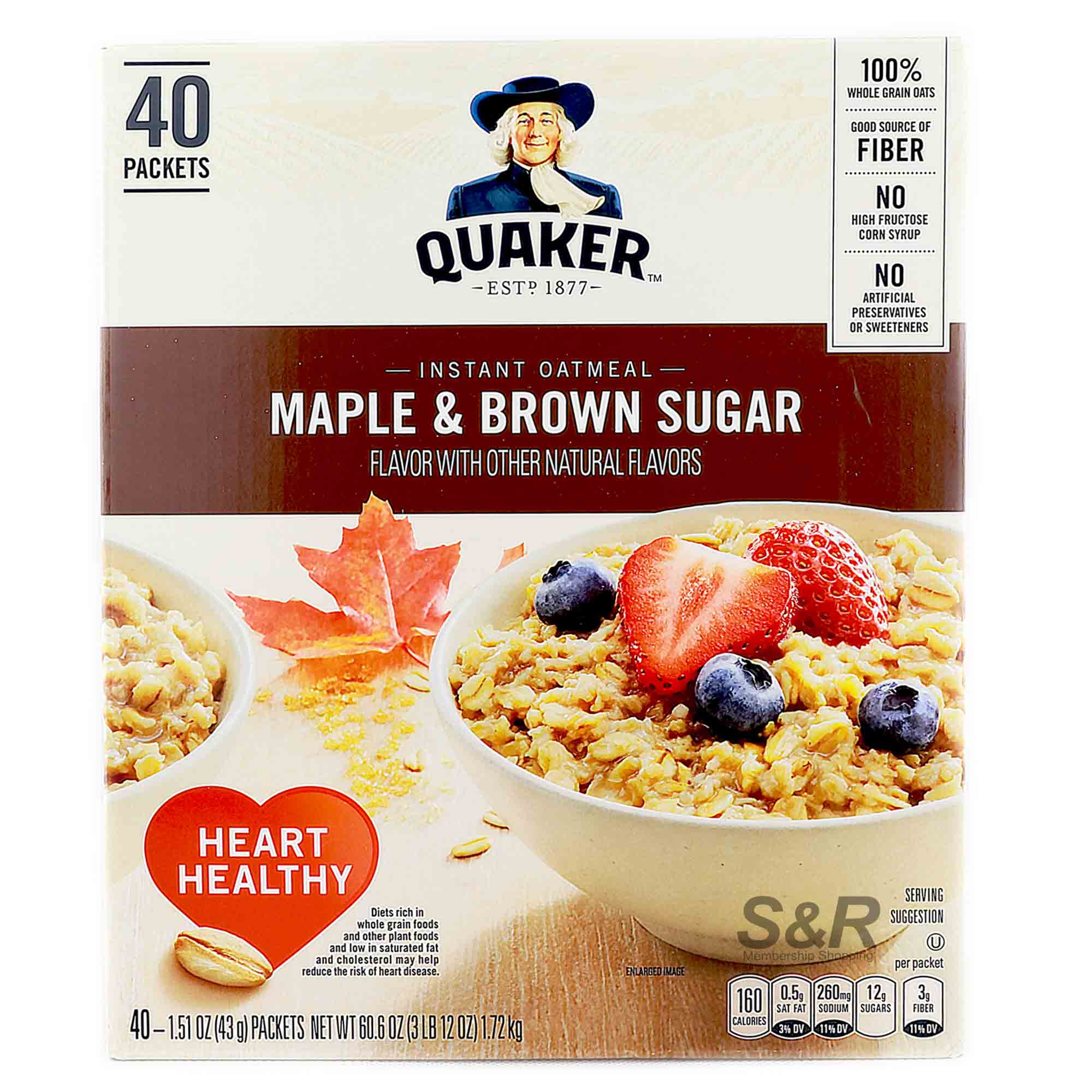 Quaker Maple & Brown Sugar Instant Oatmeal 1.72kg